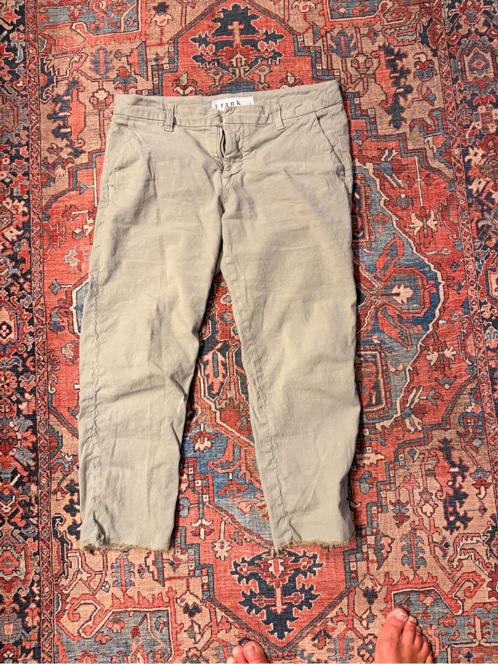 Frank & Eileen Wicklow Chino.    Raw hem great for petites!